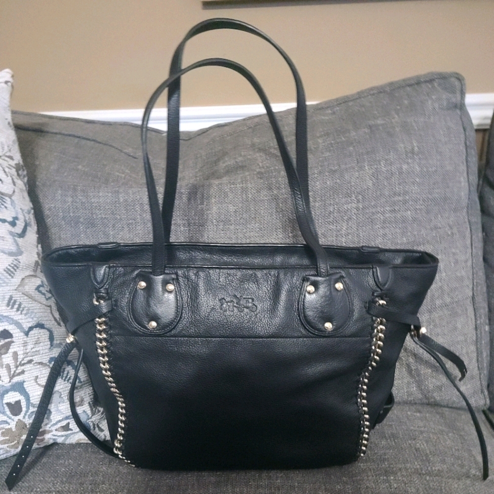 Coach Tatum Whiplash In Black Pebble Leather EUC!!